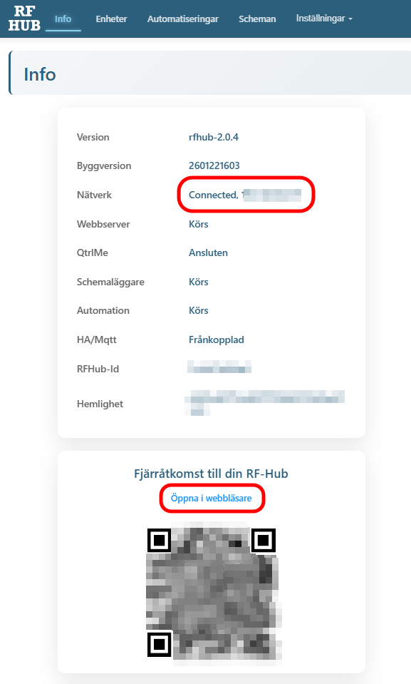 Info-flik med IP-adress